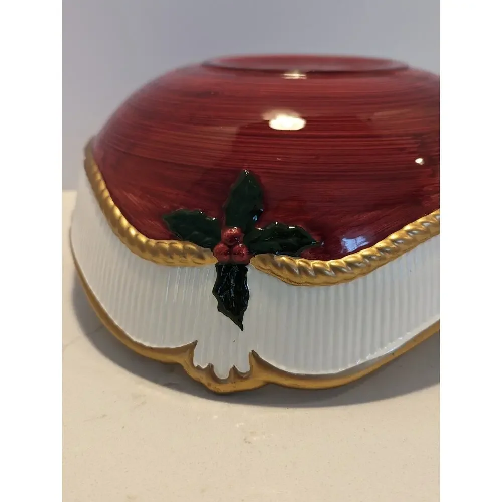 Fitz And Floyd Vintage 1989 Old Tyme Christmas Ceramic Bowl Holiday Home Decor